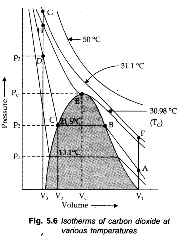 Isotherms of carbon dioxide at various temperatures