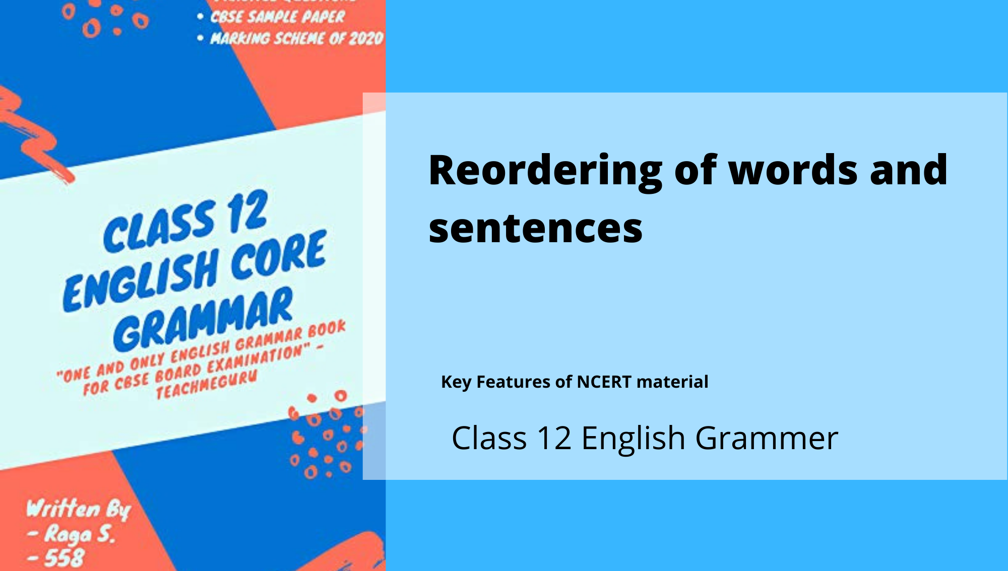 Reordering Of Words And Sentences Class 12 NCERT English Reeii Education